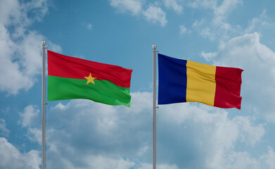 Romania and Burkina Faso flags, country relationship concept