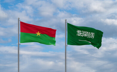 Burkina Faso and Saudi Arabia flags, country relationship concepts
