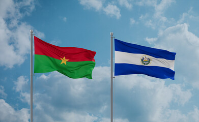 Salvador and Burkina Faso flags, country relationship concept