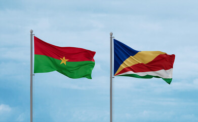Seychelles and Burkina Faso flags, country relationship concept