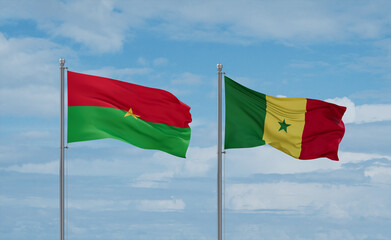 Senegal and Burkina Faso flags, country relationship concept