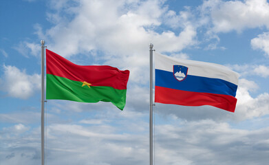 Slovenia and Burkina Faso flags, country relationship concept