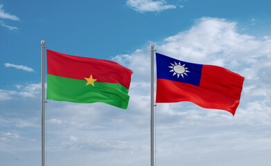 Taiwan and Burkina Faso flags, country relationship concept