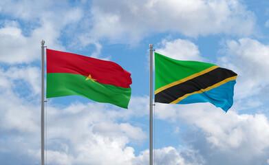 Tanzania and Burkina Faso flags, country relationship concept