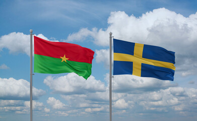 Sweden and Burkina Faso flags, country relationship concept