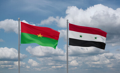 Syrian and Burkina Faso flags, country relationship concept