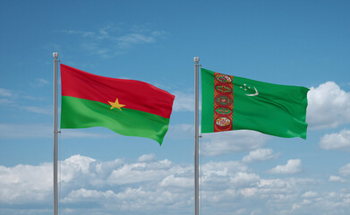 Turkmenistan and Burkina Faso flags, country relationship concept