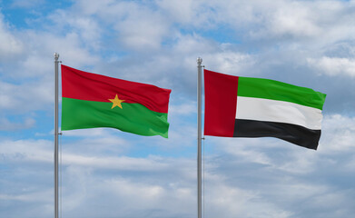 UAE and Burkina Faso flags, country relationship concept