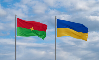 Ukraine and Burkina Faso flags, country relationship concept