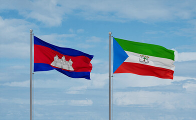Equatorial Guinea and Cambodia flags, country relationship concept