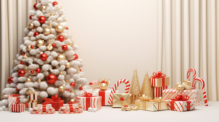 3d christmas background with copyspace. Christmas background concept. Generative AI.