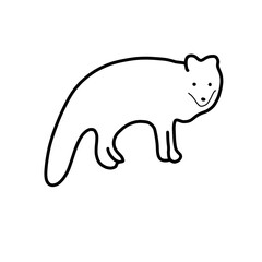 snow fox animal Hand drawn organic line doodle