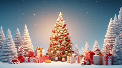 3d christmas background with copyspace. Christmas background concept. Generative AI.
