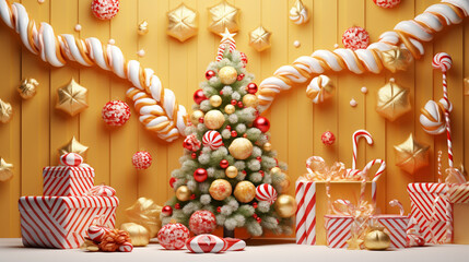 3d christmas background with copyspace. Christmas background concept. Generative AI.