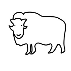 musk ox Hand drawn organic line doodle 