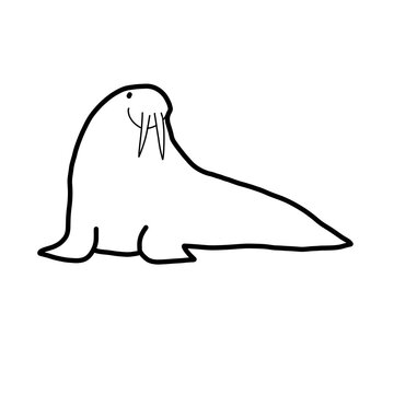 recommend clip art: walrus animal Hand drawn organic line doodle
                    
