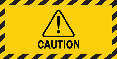 Hazard sign, caution icon warning yellow sign. vector illustration. - obrazy, fototapety, plakaty