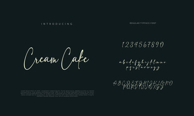 Abstract Calligraphy font alphabet. Minimal modern urban fonts for logo, brand etc. Typography typeface uppercase lowercase and number. vector illustration
