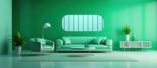 A a green and white room