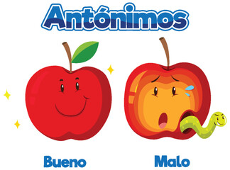 Educational Antonyms Spanish Picture Word Card good and bad