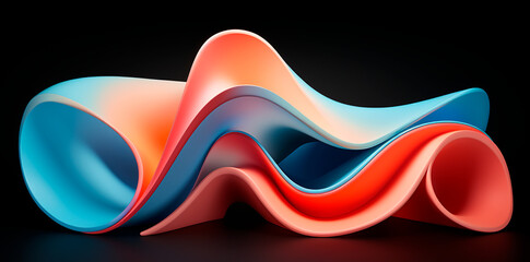 Fondo abstracto lineas- Rosa, azul, naranja - Fondo renderizado 3d - obrazy, fototapety, plakaty