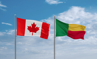Benin and Canada flags, country relationship concept