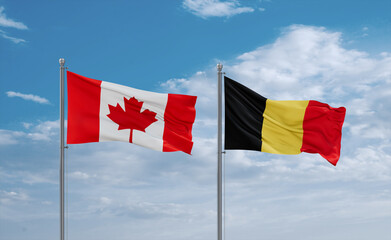 Belgium and Canada flags, country relationship concept