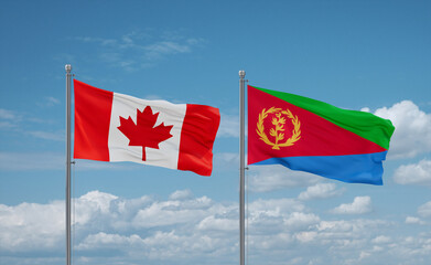 Eritrea and Canada flags, country relationship concept