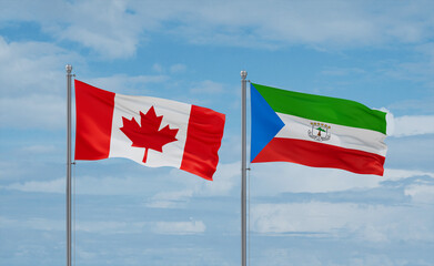 Equatorial Guinea and Canada flags, country relationship concept
