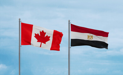 Egypt and Canada flags, country relationship concept
