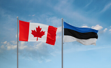 Estonia and Canada flags, country relationship concept