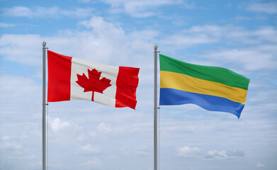 Gabon and Canada flags, country relationship concept