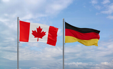 Germany and Canada flags, country relationship concept