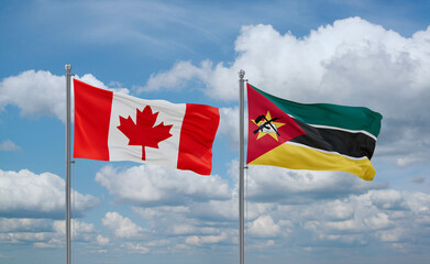 Mozambique and Canada flags, country relationship concept