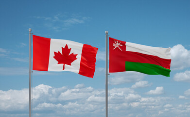 Oman and Canada flags, country relationship concept