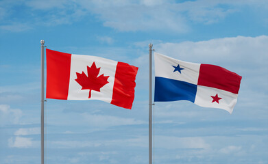Panama and Canada flags, country relationship concept