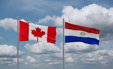 Paraguay and Canada flags, country relationship concept
