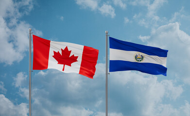 Salvador and Canada flags, country relationship concept