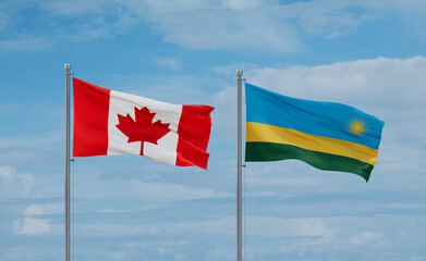 Rwanda and Canada flags, country relationship concept