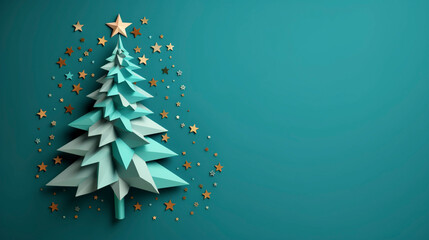 Naklejka na ściany i meble AI art Paper craft Christmas tree ペーパークラフト　クリスマスツリー