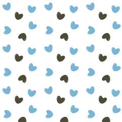 pattern of blue and black hearts on a white background