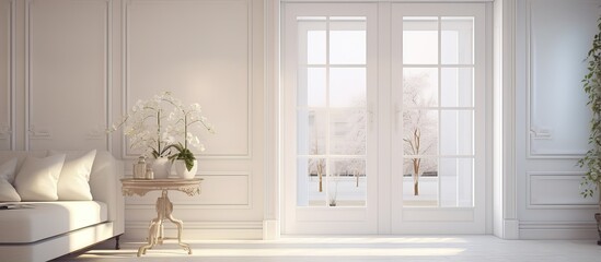 White glass door in a chic townhouse interior