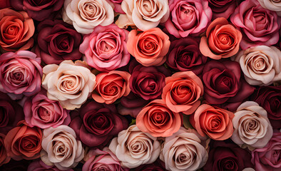 Rose background, panorama.