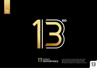 Golden 13rd anniversary celebration logotype on black background