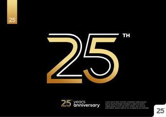 Golden 25th anniversary celebration logotype on black background