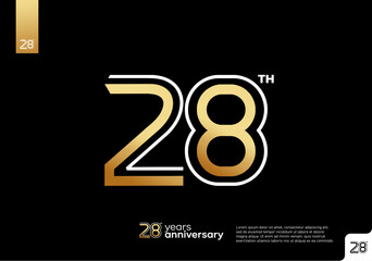 Golden 28th anniversary celebration logotype on black background