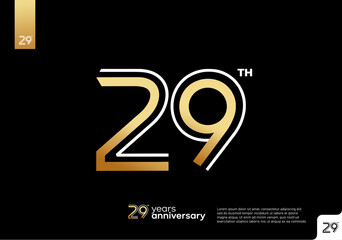 Golden 29th anniversary celebration logotype on black background