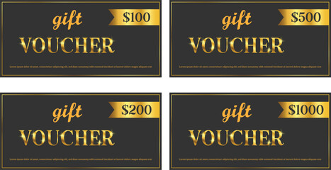 Isolated set of gift vouchers