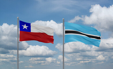 Botswana and Chile flags, country relationship concept