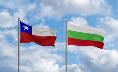 Bulgaria and Chile flags, country relationship concept